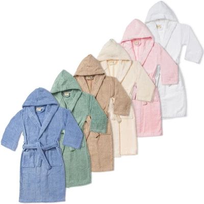 Soft And Warm Cotton Terry Kids' Hooded Bathrobe By Blue Nile Mills 5 Soft And Warm Cotton Terry Kids' Hooded Bathrobe By Blue Nile Mills - Image 3