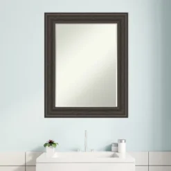 Amanti Art Shipwreck Greywash Petite Bevel Bathroom Wall Mirror 29.5 X 23.5 In. -Baxton Studio Store GUEST 029a6c44 b436 4c9f ad55 b84342a3fb12