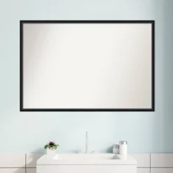 37" X 25" Non-Beveled Lucie Wood Bathroom Wall Mirror Black - Amanti Art -Baxton Studio Store GUEST 0403b28d 524b 4ff9 89b9 3241cef214d6