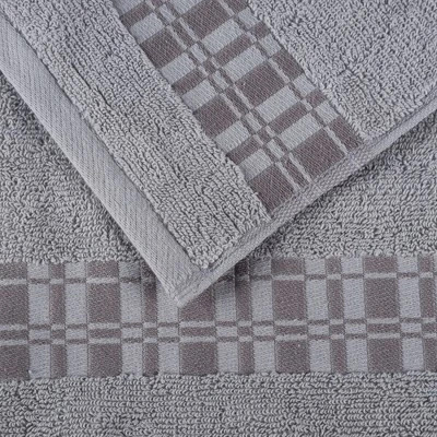 100% Cotton Medium Weight Geometric Border 8 Piece Assorted Bathroom Towel Set By Blue Nile Mills 5 100% Cotton Medium Weight Geometric Border 8 Piece Assorted Bathroom Towel Set By Blue Nile Mills - Image 3