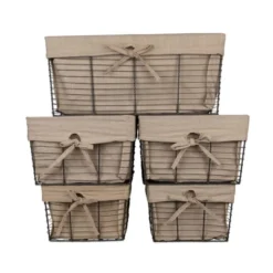 Design Imports Set Of 5 Vintage Gray Wire Liner Baskets Taupe 12 Design Imports Set Of 5 Vintage Gray Wire Liner Baskets Taupe -Baxton Studio Store GUEST 069ed489 00ba 45b4 b934 139bcbabac4b