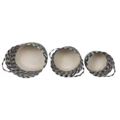 Set Of 3 White & Blue Baskets Cotton & Rope - Foreside Home & Garden -Baxton Studio Store GUEST 06ed4f96 e522 4897 813f c467124dc358