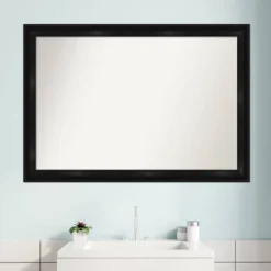 40" X 28" Non-Beveled Grand Narrow Bathroom Wall Mirror Black - Amanti Art -Baxton Studio Store GUEST 0932f368 c5e8 4268 9828 089031b61595