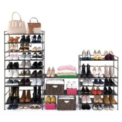 Seville Classics 2pk 3 Tier Stackable Resin Slat Shoe Racks Espresso -Baxton Studio Store GUEST 0981b036 cd54 4f6c b956 fc85c1124c4e