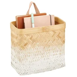 MDesign Woven Ombre Bamboo Hanging Wall Storage Organizer Basket, Natural/White -Baxton Studio Store GUEST 09f7914e f466 4c82 b7d4 62e60ba77d92