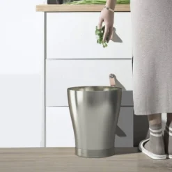 Metal Bathroom Wastebasket - Nu Steel -Baxton Studio Store GUEST 0bd63632 e0fa 4e4f 9cb7 7bc78bb8b08a
