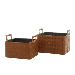 Set Of 2 Leather Magazine Holder - Olivia & May