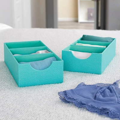 Household Essentials Set Of 2 3-Section Drawer Trays Seafoam 3 Household Essentials Set Of 2 3-Section Drawer Trays Seafoam