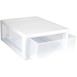 Sterilite 16 Quart Stackable Sturdy Plastic Storage Drawer Container For Home And Office Organization, Clear & White -Baxton Studio Store GUEST 0da0d114 48f4 4cc9 85dd 33c963a0afbf