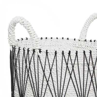 3pk Plastic Natural Storage Baskets White - Olivia & May 5 3pk Plastic Natural Storage Baskets White - Olivia & May - Image 3