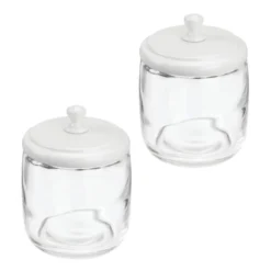 MDesign Glass Vanity Storage Organizer Apothecary Jar, 2 Pack -Baxton Studio Store GUEST 0fbd9441 75be 4c65 ac6e 79236a0b1a7a