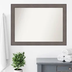 43" X 32" Non-Beveled Country Barn Wood Bathroom Wall Mirror Brown - Amanti Art 15 43" X 32" Non-Beveled Country Barn Wood Bathroom Wall Mirror Brown - Amanti Art -Baxton Studio Store GUEST 1176e876 8e9f 42e4 80dc 17129c466b45