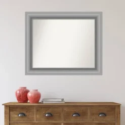 34" X 28" Non-Beveled Peak Polished Nickel Bathroom Wall Mirror - Amanti Art -Baxton Studio Store GUEST 1201ac07 9747 45cc b039 9e80b7578fa6