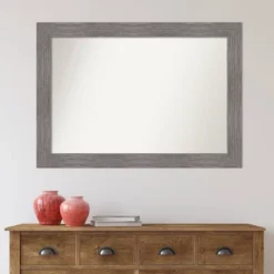 42" X 30" Non-Beveled Pinstripe Plank Gray Bathroom Wall Mirror - Amanti Art -Baxton Studio Store GUEST 12075b0a 56a4 4429 8fb7 e6da78d563aa