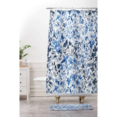 Ninola Design Flowers And Plants Ivy Shower Curtain Blue - Deny Designs 4 Ninola Design Flowers And Plants Ivy Shower Curtain Blue - Deny Designs - Image 2