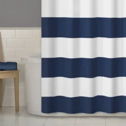 Porter Striped Shower Curtain Navy - Zenna Home 9 Porter Striped Shower Curtain Navy - Zenna Home -Baxton Studio Store GUEST 1302ede8 5c28 4bed a293 ff2fe8f7009b