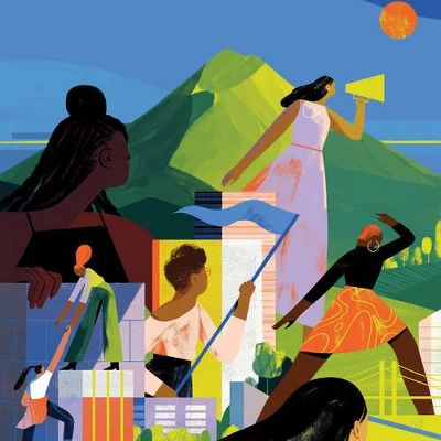 Sara Wong Women Empowering Women Shower Curtain Blue - Deny Designs 4 Sara Wong Women Empowering Women Shower Curtain Blue - Deny Designs - Image 2