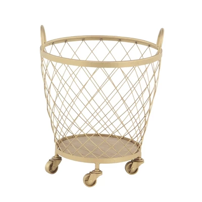 2pk Modern Metallic Rolling Baskets Gold - Olivia & May 4 2pk Modern Metallic Rolling Baskets Gold - Olivia & May - Image 2