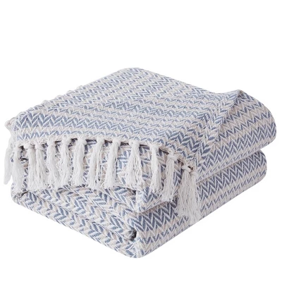 Southshore Fine Living Agadir Collection 100% Cotton Bed Blanket Hearing Bone Stripe Pattern 5 Southshore Fine Living Agadir Collection 100% Cotton Bed Blanket Hearing Bone Stripe Pattern - Image 3
