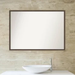 39" X 28" Non-Beveled Hardwood Wedge Wood Bathroom Wall Mirror Mocha Brown - Amanti Art -Baxton Studio Store GUEST 1623d2fd 27cd 4f24 80bc c4d7a6fb63f1