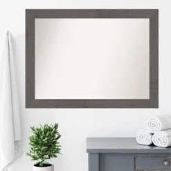 44" X 33" Non-Beveled Rustic Plank Gray Bathroom Wall Mirror - Amanti Art -Baxton Studio Store GUEST 1732c5bd 845d 4392 a680 824cca5c6fa1