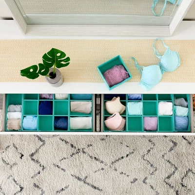 Household Essentials Set Of 2 3-Section Drawer Trays Seafoam 4 Household Essentials Set Of 2 3-Section Drawer Trays Seafoam - Image 2