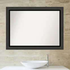 43" X 32" Non-Beveled Tuxedo Black Bathroom Wall Mirror - Amanti Art -Baxton Studio Store GUEST 193642e0 7505 4353 8ecc e98f11e2ecb4