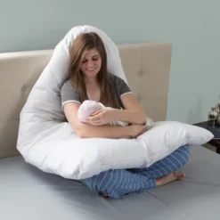 Hastings Home U-Shaped Full-Body Support Pregnancy Pillow With Zippered Cover - White, 60" X 38" -Baxton Studio Store GUEST 195448e3 e8ae 4e68 baad 1a56d5332e79