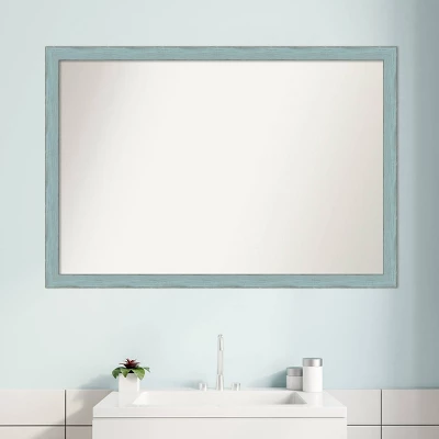 38" X 26" Non-Beveled Sky Blue Rustic Wood Bathroom Wall Mirror - Amanti Art 9 38" X 26" Non-Beveled Sky Blue Rustic Wood Bathroom Wall Mirror - Amanti Art - Image 7