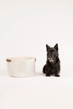 Midlee Oval Leather Handle Toys Basket