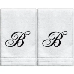 Creative Scents Set Of 2 White Fingertip Monogrammed Towels, Black Embroidered 29 Creative Scents Set Of 2 White Fingertip Monogrammed Towels, Black Embroidered -Baxton Studio Store GUEST 1b041aea ad23 43d2 8a7e cb2c25560996