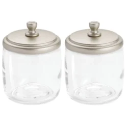 MDesign Glass Vanity Storage Organizer Apothecary Jar, 2 Pack -Baxton Studio Store GUEST 1ba996f8 0268 4f6d a16f f628d24324f9