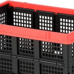 Magna Cart Tote 22" X 16" X 11" Lightweight Collapsible And Stackable Plastic Storage Crate For Home Offices And Garages, Black & Red 9 Magna Cart Tote 22" X 16" X 11" Lightweight Collapsible And Stackable Plastic Storage Crate For Home Offices And Garages, Black & Red -Baxton Studio Store GUEST 1cadbd83 7697 4d71 a679 feb113593e54