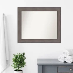33" X 27" Non-Beveled Country Barn Wood Bathroom Wall Mirror Brown - Amanti Art -Baxton Studio Store GUEST 1e1b7a63 c168 4b7b 962b ba41a5a44065