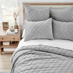 Light Grey Velvet Euro Sham - Set Of 2 - Levtex Home