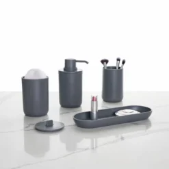4pc Cade Bath Accessories Set Charcoal - IDESIGN 8 4pc Cade Bath Accessories Set Charcoal - IDESIGN -Baxton Studio Store GUEST 1ea32393 f19f 42af abb0 7e9dff53d097
