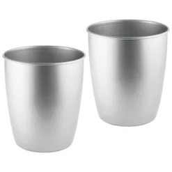 MDesign Round Metal Trash Can Wastebasket, Garbage Container, 2 Pack -Baxton Studio Store GUEST 1ebe9933 ecf2 466f b8a0 b11587363139