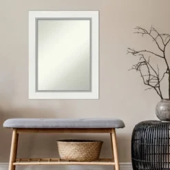24" X 30" Non-Beveled Eva Bathroom Wall Mirror White - Amanti Art -Baxton Studio Store GUEST 1f9672d1 a89d 4c10 a674 5ad25df94dbb