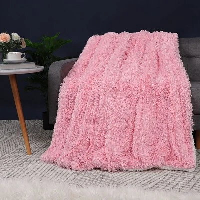 PiccoCasa Shaggy Faux Fur Warm Reversible Solid Plush Fluffy Fleece Blankets 3 PiccoCasa Shaggy Faux Fur Warm Reversible Solid Plush Fluffy Fleece Blankets