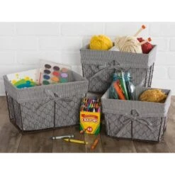 Design Imports Set Of 3 S Rustic Bronze Chicken Wire Ticking Stripe Liner Baskets Black/White -Baxton Studio Store GUEST 2285719b 80e5 44e4 bb7f a2b5ca8037db