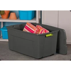 Sterilite Large 45 Gallon Storage Tote Boxes With Wheels And Latching Indexed Lid For Home Organization, Gray And Green, (4 Pack) 8 Sterilite Large 45 Gallon Storage Tote Boxes With Wheels And Latching Indexed Lid For Home Organization, Gray And Green, (4 Pack) -Baxton Studio Store GUEST 22994e40 42a5 4d3d 8416 e90e7e4a3655