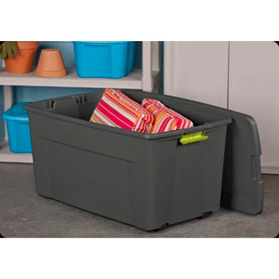 Sterilite Large 45 Gallon Storage Tote Boxes With Wheels And Latching Indexed Lid For Home Organization, Gray And Green, (4 Pack) 5 Sterilite Large 45 Gallon Storage Tote Boxes With Wheels And Latching Indexed Lid For Home Organization, Gray And Green, (4 Pack) - Image 3