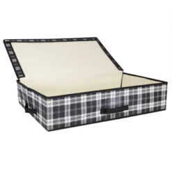 Home Basics Plaid Non-Woven Under The Bed Storage Box With Label Window, Black -Baxton Studio Store GUEST 22aed675 37c3 4bd2 8e6b 39f691eacb48