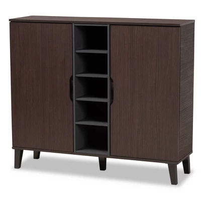 2 Door Idina Mid-Century Wood Shoe Cabinet - Baxton Studio 11 2 Door Idina Mid-Century Wood Shoe Cabinet - Baxton Studio - Image 9