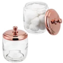 MDesign Glass Vanity Storage Organizer Apothecary Jar, 2 Pack -Baxton Studio Store GUEST 238815a6 5da6 4591 9e93 eff947e43459