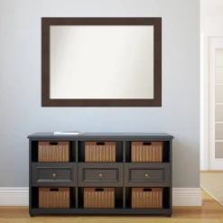 43" X 32" Non-Beveled Wildwood Brown Bathroom Wall Mirror - Amanti Art -Baxton Studio Store GUEST 23d95311 f970 46b2 ac1d 823cbd100128