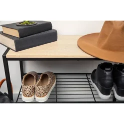 3 Tier Shoe Rack Black Metal With Natural Wood - Brightroom™ 19 3 Tier Shoe Rack Black Metal With Natural Wood - Brightroom™ -Baxton Studio Store GUEST 25c02cd7 83d7 43ab b1c5 e81b1f1b8427