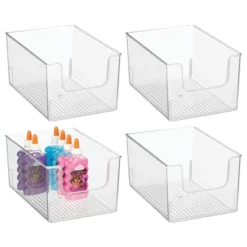 MDesign Open Front Plastic Storage Bin For Cube Furniture, 12" W, 4 Pack - Clear -Baxton Studio Store GUEST 26a34a7c b132 4da8 9a80 dae7078a6bad
