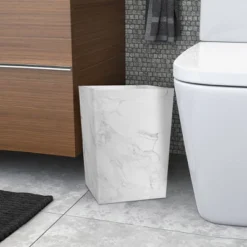 Marble Patterned Bathroom Wastebasket - Nu Steel 8 Marble Patterned Bathroom Wastebasket - Nu Steel -Baxton Studio Store GUEST 279588cf e35b 4292 aa0e 21f7a8f83e1c
