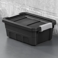 Sterilite 4 Gallon Stackable Rugged Industrial Storage Tote Containers With Latching Clip Lids For Garage, Attic, Or Worksite Storage, Black 11 Sterilite 4 Gallon Stackable Rugged Industrial Storage Tote Containers With Latching Clip Lids For Garage, Attic, Or Worksite Storage, Black -Baxton Studio Store GUEST 28aee843 d2cf 4783 816d 95f0b9b42d12